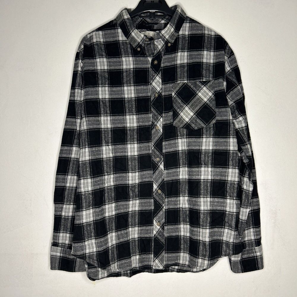 Cloudveil Shirt Mens Large‎ Gray Blue Green Plaid Flannel Button Down Outdoors